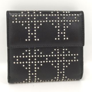 Christian Dior 二つ折り財布 スタッズ レザー ブラック