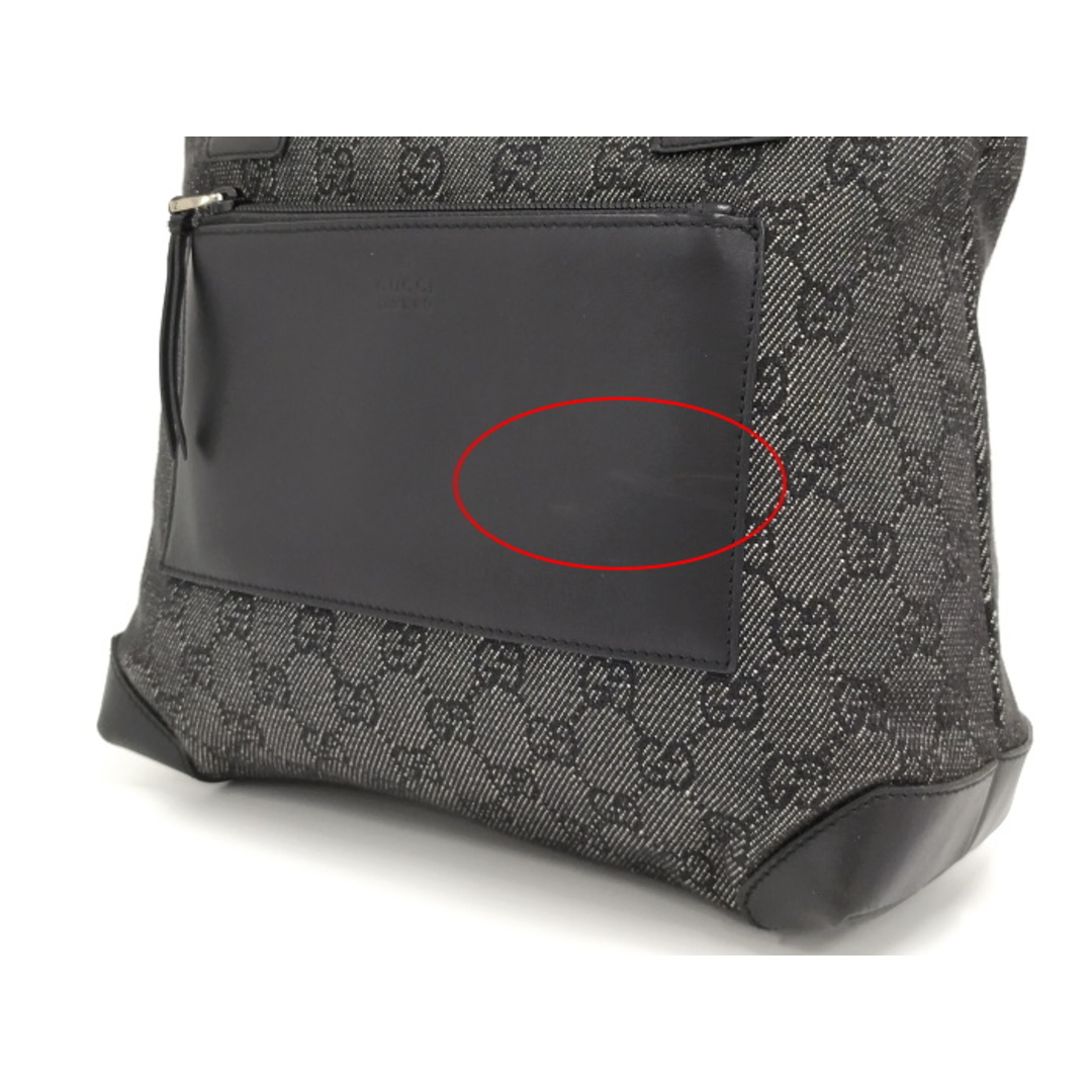GUCCI - GUCCI トートバッグ GGキャンバス レザー ブラック GUCCI - GUCCI トートバッグ GGキャンバス レザー ブラック