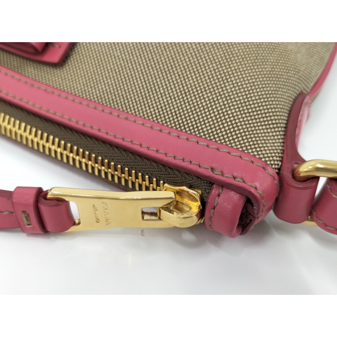 PRADA - PRADA ショルダーバッグ ジャガード キャンバス ピンク PRADA - PRADA ショルダーバッグ ジャガード キャンバス ピンク