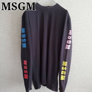 エムエスジイエム(MSGM)のMSGM ロンT 袖ロゴ 長袖Tシャツ 黒ブラック(Tシャツ/カットソー(七分/長袖))