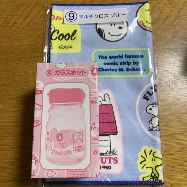 SNOOPY(スヌーピー)のスヌーピーくじ ①ガラスポット マルチクロス エンタメ/ホビーのおもちゃ/ぬいぐるみ(キャラクターグッズ)の商品写真