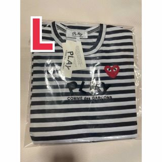 コムデギャルソン(COMME des GARCONS)の新品タグ付き　プレイコムデギャルソン　ボーダーロンT Lサイズ(Tシャツ(長袖/七分))