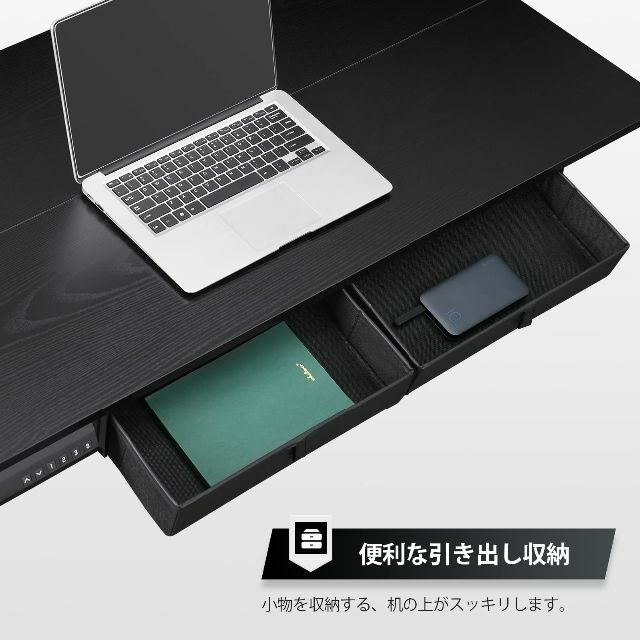 【色: 黒い】YeTom 昇降式デスク マウスパッド付き 電動式スタンディングデ