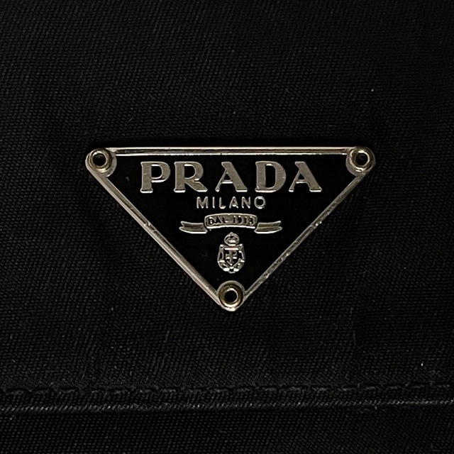 PRADA - PRADA プラダ 三つ折り財布 ナイロン 革 無地 ブラックの通販