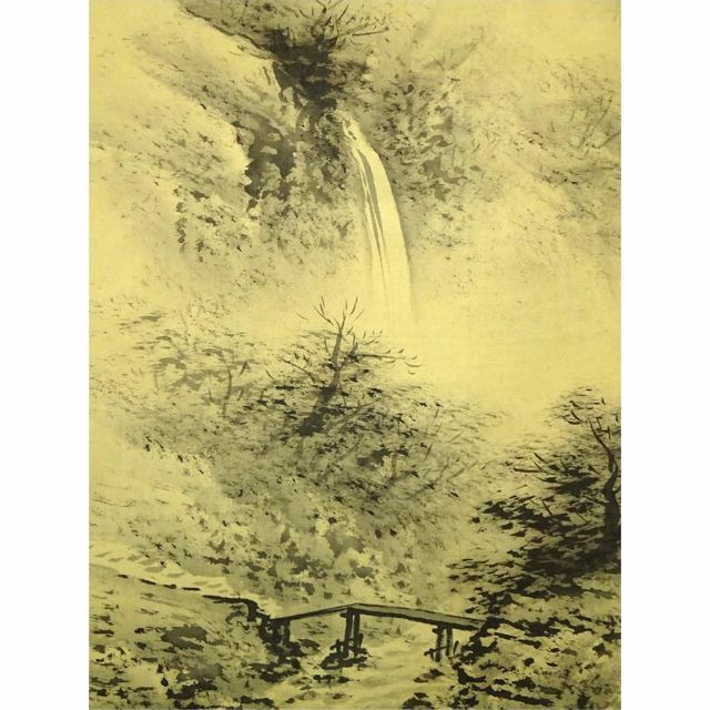 掛軸 小林渓月『水墨山水図』絹本 肉筆 共箱付 掛け軸 a11306の 掛軸 小林渓月『水墨山水図』絹本 肉筆 共箱付 掛け軸 a11306の
