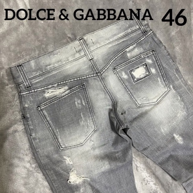 DOLCE & GABBANAドルチェ&ガッバーナ プレート ダメージデニム46