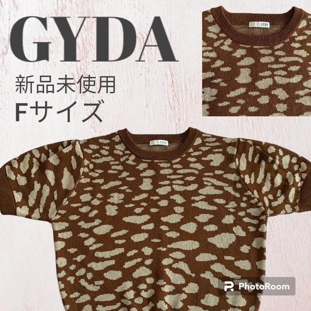 GYDA(ジェイダ)の【本日限定価格】新品未使用GYDAレオパードハーフスリーブニットトップス レディースのトップス(ニット/セーター)の商品写真