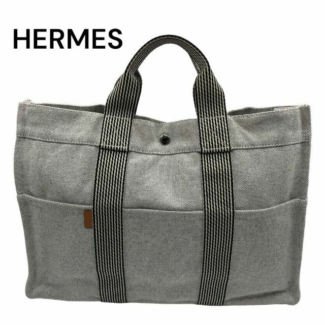 HERMES エルメス フールトゥMM キャンバス トートバッグ ブラック-