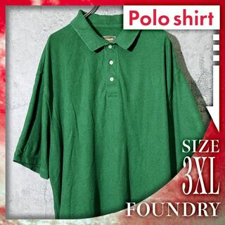 USA古着 FOUNDRY 超ビックサイズ グリーン ポロシャツ 3XL(ポロシャツ)