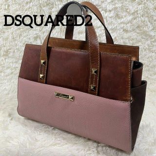 ディースクエアード(DSQUARED2)の極美品 【DSQUARED2】ハンドバッグ レザー スタッズ ピンク(ハンドバッグ)