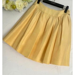 値下げ 88560円 フォクシー FOXEY イエロー 38 フレアスカート