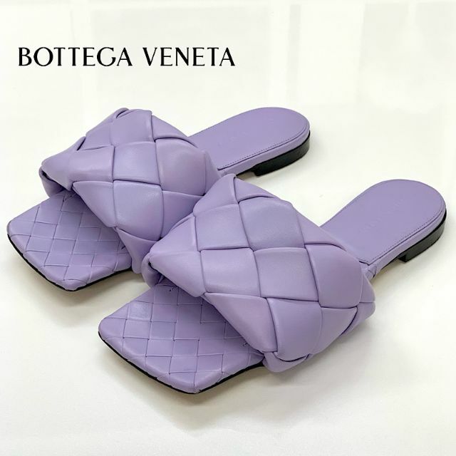 Bottega Veneta(ボッテガヴェネタ)の5438 ボッテガヴェネタ リド レザー フラットサンダル パープル レディースの靴/シューズ(サンダル)の商品写真