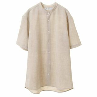 メンズメルローズ(MEN'S MELROSE)の【ベージュ】リフラックスキャンバスバンドカラー半袖シャツ(その他)