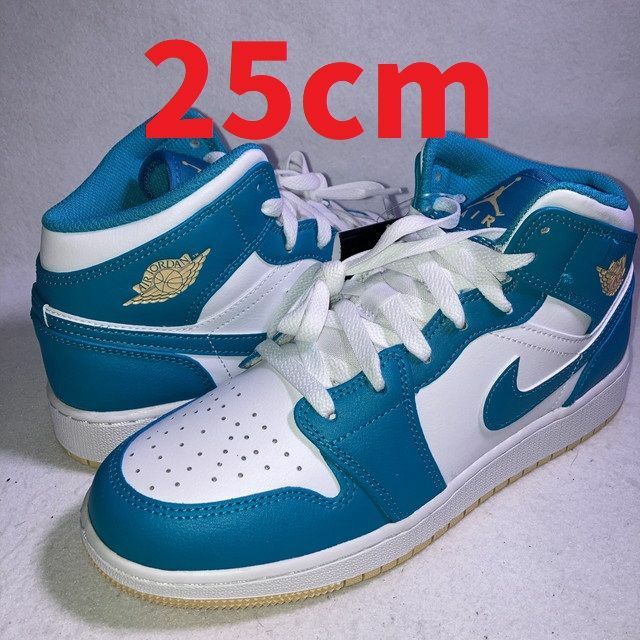 NIKE - エアジョーダン1 MID GS 水色 ライトブルー 白 25cm 箱付きの