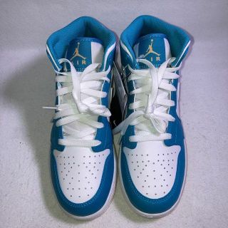 NIKE エアジョーダン1 MID GS 水色 ライトブルー 白 cm 箱付きの