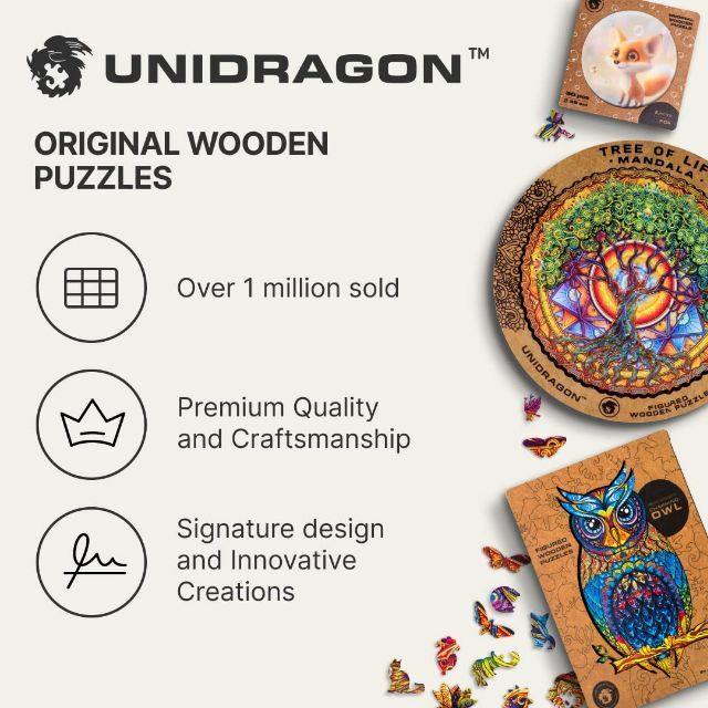 【色: カメレオン】UNIDRAGON 木製パズル ジグソー、大人と子供への最高