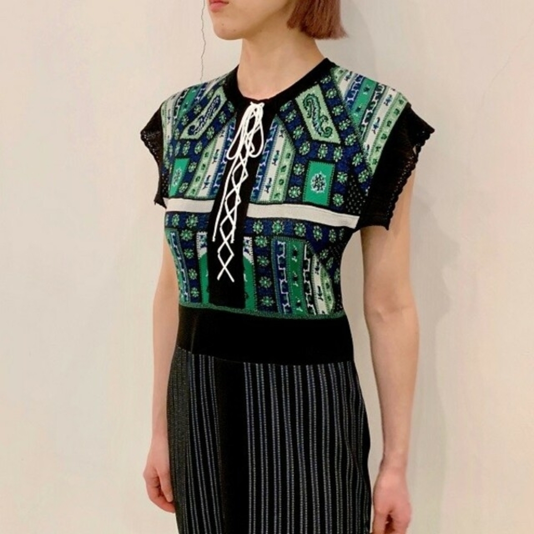 Lace-Up Knit Dress レースアップニットドレス-
