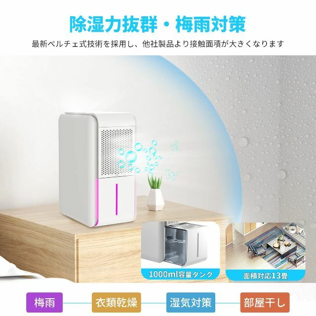 除湿機 加湿器 卓上最新ペルチェ式除湿機・強力除湿 除加湿空気清浄機