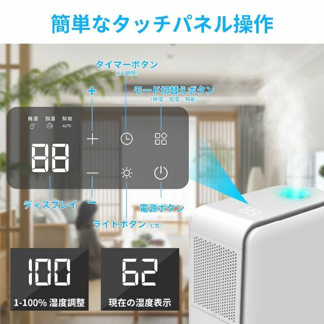 除湿機 加湿器 卓上最新ペルチェ式除湿機・強力除湿 除加湿空気清浄機