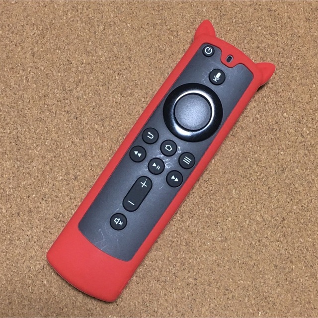 【可愛いネコ耳付き】fire tv stick リモコンカバー 【レッド】 スマホ/家電/カメラのテレビ/映像機器(その他)の商品写真