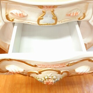 輸入家具 プリンセス 『猫足二段サイドテーブル』 手彫り彫刻