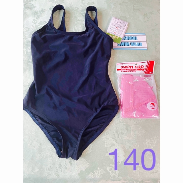 未使用　140 スクールワンピース水着 キッズ/ベビー/マタニティのキッズ服女の子用(90cm~)(水着)の商品写真