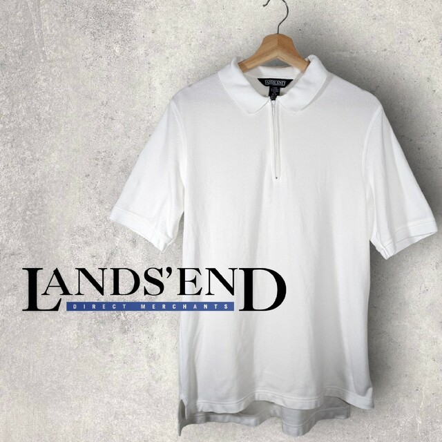 LANDS'END ランズエンド ジップアップ 鹿の子ポロシャツ 白/ホワイトの通販 by コイケ堂's shop｜ランズエンドならラクマ