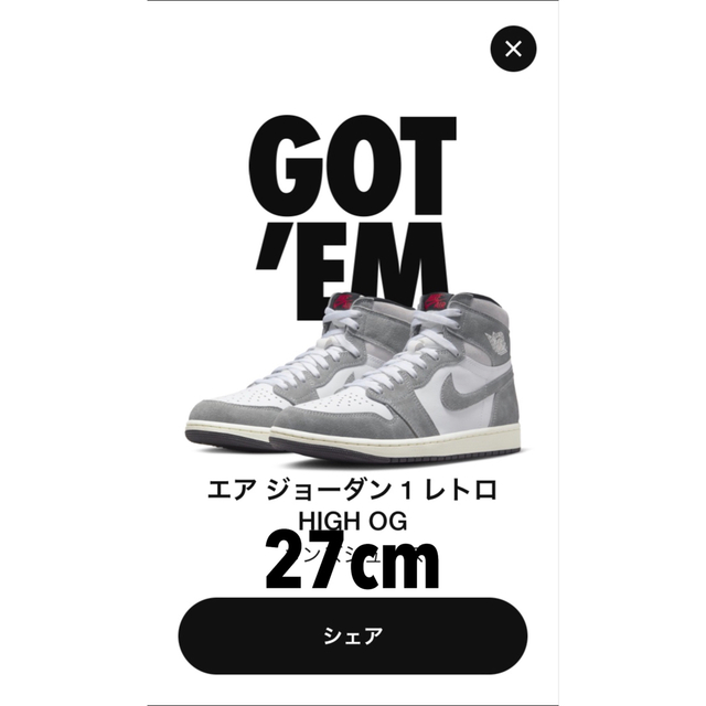 NIKE(ナイキ)のJORDAN BRAND AIR JORDAN 1  SMOKE GREY メンズの靴/シューズ(スニーカー)の商品写真