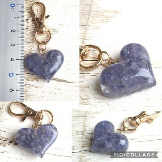 ラピスラズリ&ヒマラヤ水晶のお月様レジンチャーム キーホルダー