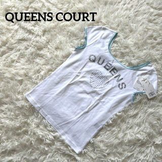 クイーンズコート(QUEENS COURT)のQUEENS COURT クイーンズコート　トップス　半袖　きらきら　ブルー(Tシャツ(半袖/袖なし))