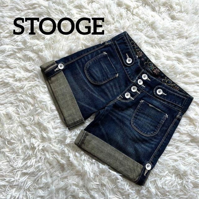 STOOGE ショートパンツ　デニム　ブルー レディースのパンツ(ショートパンツ)の商品写真