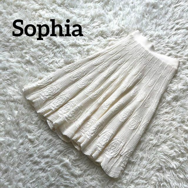 Sophia スカート　白　花　韓国　古着 レディースのスカート(ひざ丈スカート)の商品写真