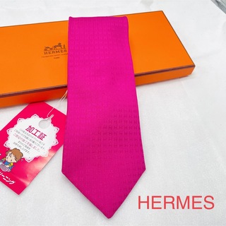 Hermes - HERMES エルメス ネクタイ H織　ファソネ　シルク　フランス　ピンク