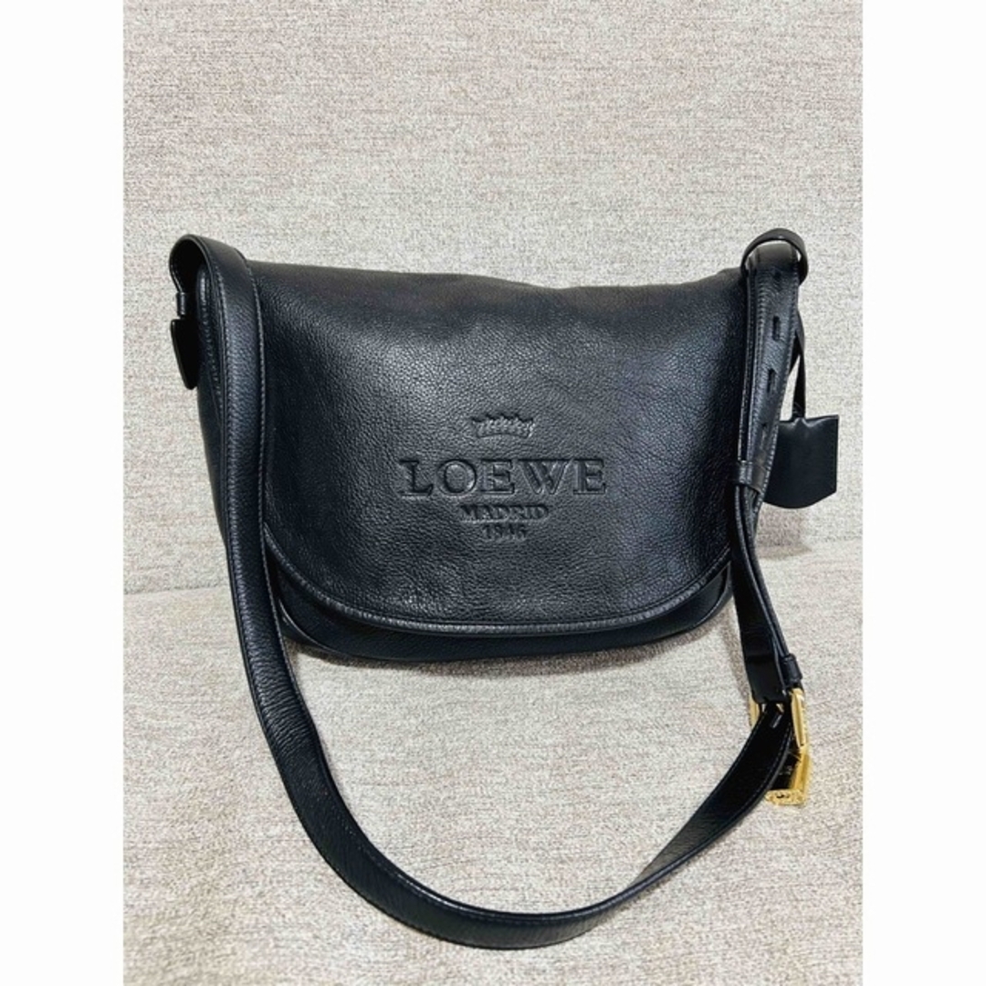 LOEWE ロエベ ヘリテージ ショルダーバッグ 斜め掛け レザー ブラック