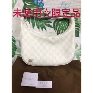 グッチ(Gucci)のお値下げ！お早い方優先！未使用・限定品☆正規品・GUCCI 可愛いホワイトバック(ショルダーバッグ)