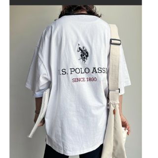 ユーエスポロアッスン(U.S. POLO ASSN.)のU.S. POLO ASSN 新品タグ付きオーバーサイズバック刺繍リンガーTシャ(Tシャツ/カットソー(七分/長袖))