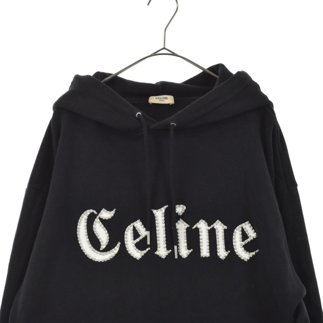 CELINE セリーヌ 22SS Hoodie In Cotton Fleece With Studs 2Y700670Q スタッズ ロゴ スウェット  パーカー ブラック