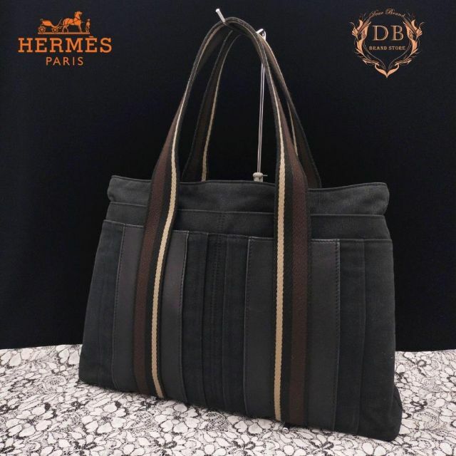 エルメス/トロカオリゾンタルMM/トートバッグ/キャンバス/ブラック