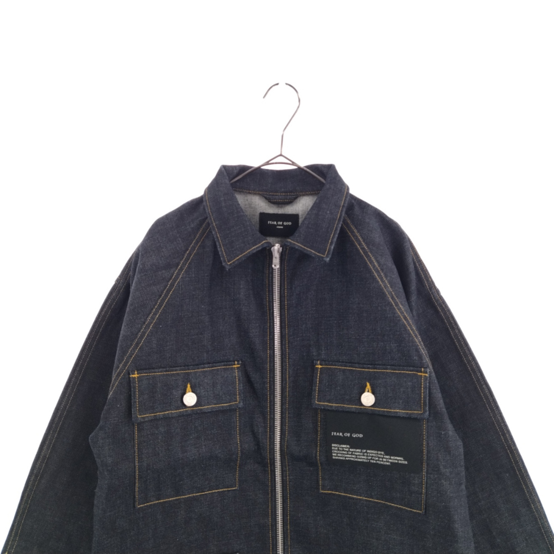 FEAR OF GOD(フィアオブゴッド)のFEAR OF GOD フィアオブゴッド 5TH Collection Selvedge Denim Long Trucker Jacket セルビッチ デニムジャケット ロングトラッカージャケット ジップアップ インディゴブルー メンズのジャケット/アウター(Gジャン/デニムジャケット)の商品写真