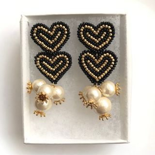 heart×beaded  ピアス　or イヤリング(ピアス)