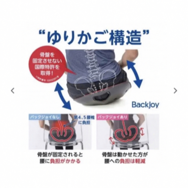 BackJoy バックジョイ　リリーフグリップ　ミニ　骨盤サポートシート　腰痛 インテリア/住まい/日用品の椅子/チェア(座椅子)の商品写真