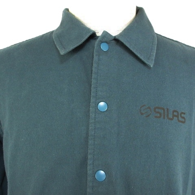 SILAS(サイラス)のサイラス シャツ カットソー 長袖 ステンカラー 切替 チェック ロゴ S 緑 メンズのトップス(シャツ)の商品写真
