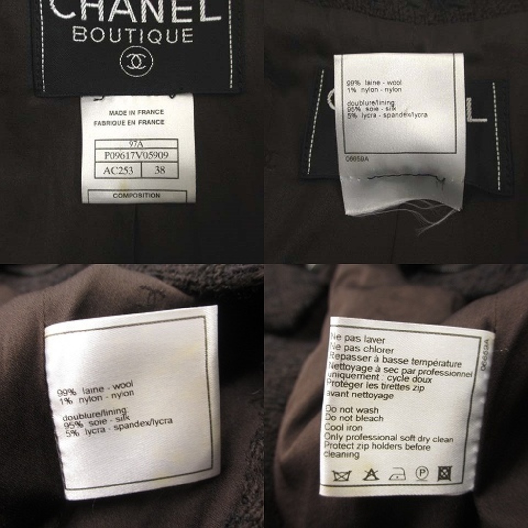 CHANEL(シャネル)のシャネル 97A ココマーク ツイードジャケット ウール シルク ブラウン 38 レディースのジャケット/アウター(その他)の商品写真