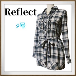 リフレクト(ReFLEcT)のReflect 袖2way タータンチェック調　胸フリル　チュニックブラウス　Ｍ(チュニック)