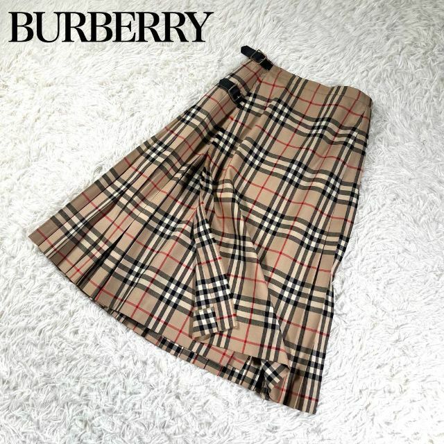 美品】BURBERRY バーバリー ノバチェック柄 プリーツラップスカート-