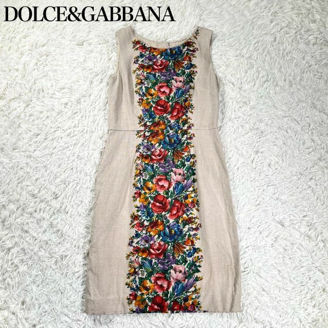 極美品】DOLCE\u0026GABBANA リネン フローラル ノースリーブ