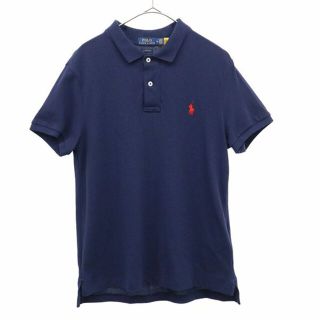 ポロラルフローレン(POLO RALPH LAUREN)のポロラルフローレン ワンポイントロゴ刺繍 半袖 ポロシャツ M ネイビー POLO RALPH LAUREN 鹿の子地 クラッシックフィット レディース 【中古】  【230610】 メール便可(ポロシャツ)