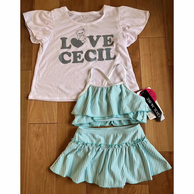 CECIL McBEE(セシルマクビー)の★新品未使用！！★セシルマクビー Tシャツ付きセパレート水着 サイズ110 キッズ/ベビー/マタニティのキッズ服女の子用(90cm~)(水着)の商品写真