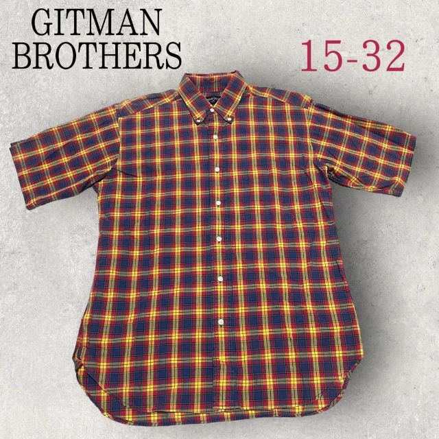 GITMAN BROS.(ギットマンブラザーズ)の90s GITMAN BROTHERS ギットマン 半袖シャツ チェック 紺 メンズのトップス(シャツ)の商品写真