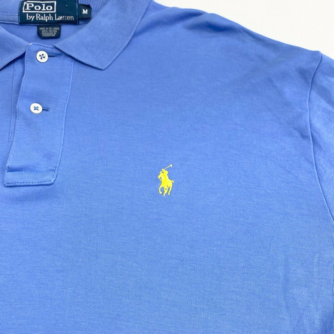 Ralph Lauren(ラルフローレン)のUS古着 ポロ ラルフローレン Polo by Ralph Lauren コットン ポロシャツ 半袖 ワンポイント ポニー 刺繍 サイズ：メンズ M ライトブルー【中古】 メンズのトップス(ポロシャツ)の商品写真